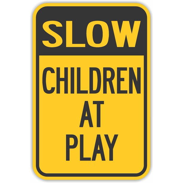 16x16 5-Pack Slow Down Children Playing CGSignLab Basic Gray Premium Acrylic Sign 